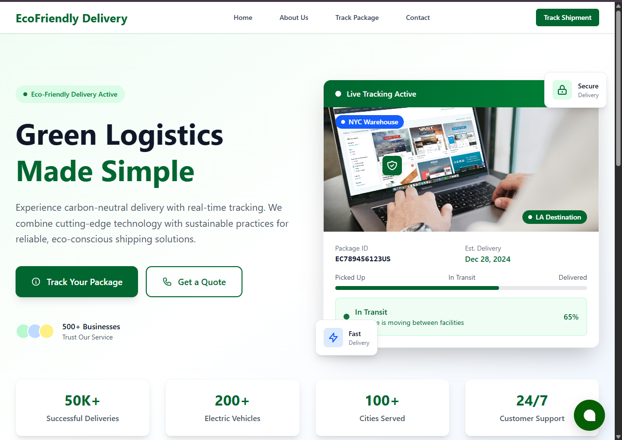 EcoFriendly Delivery website template preview